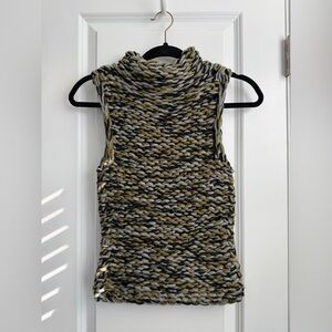 Vintage Illig Knit Sweater Tank Green Gray Black Wool Blend Size Small